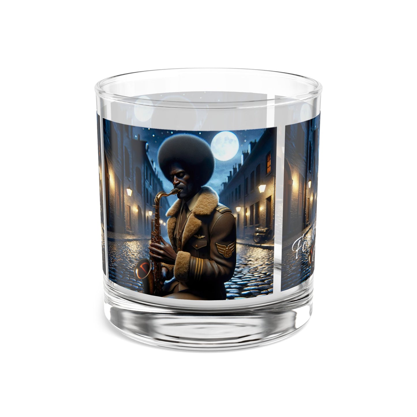 Saxophone Rocks Glass, 10oz - Jazz Musician Night Scene Vintage European Style Soulful Vibes | For the Love of Sound Design | Soulful Collection