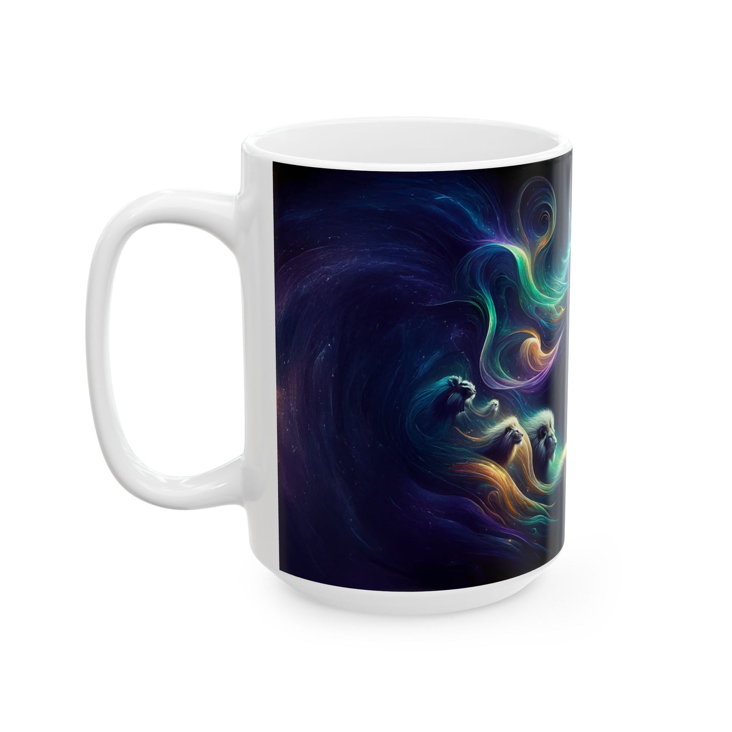 Majestic Lion Galaxy Mug - 11oz & 15oz Ceramic Coffee Cup for Animal Lovers | Cosmic Sovereignty: The Galactic Lion King