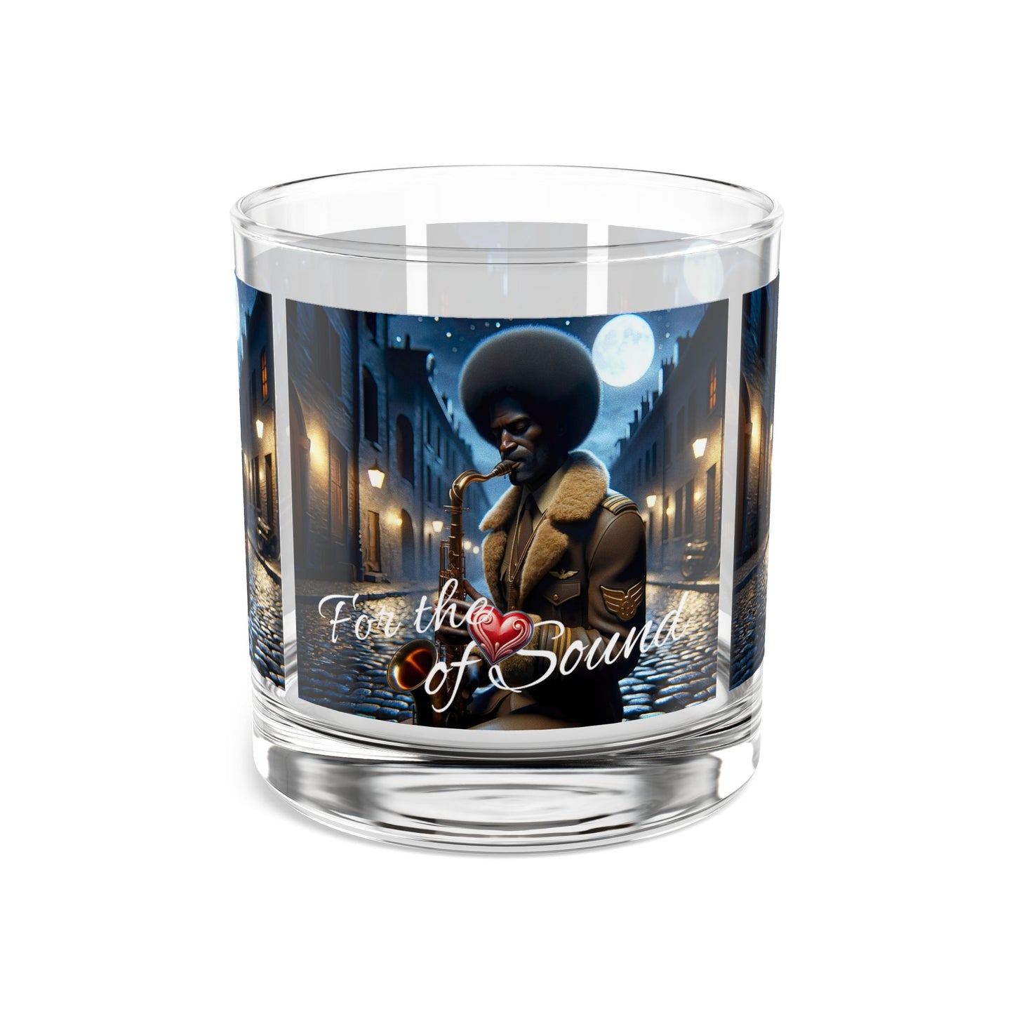 Saxophone Rocks Glass, 10oz - Jazz Musician Night Scene Vintage European Style Soulful Vibes | For the Love of Sound Design | Soulful Collection