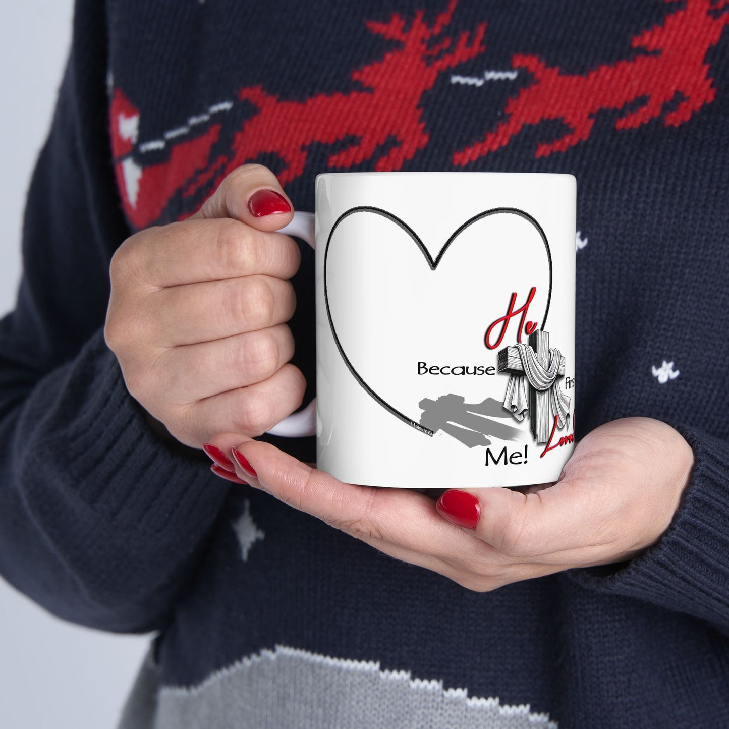 Christian Mug - He First Loved Cross Design