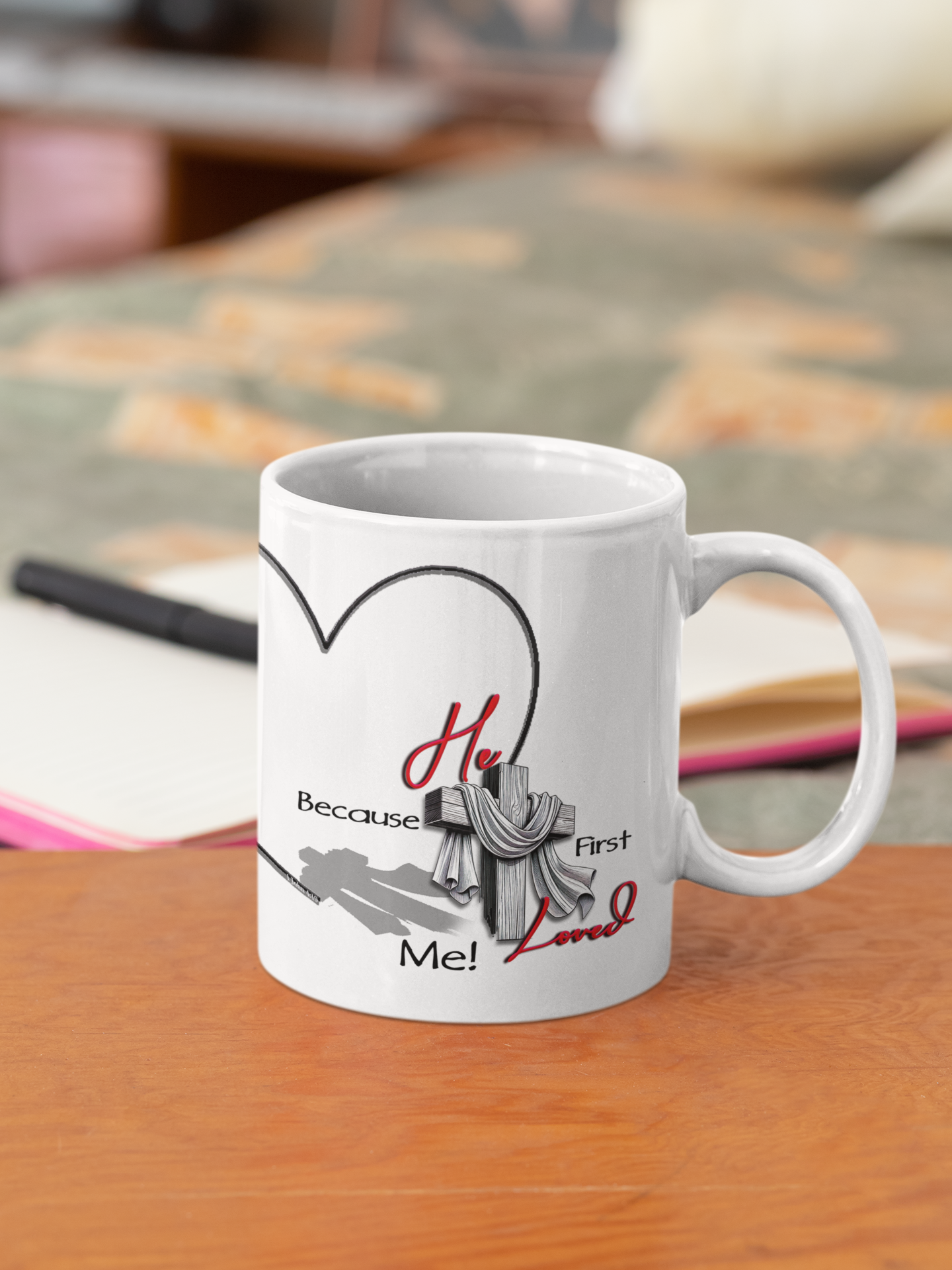 Christian Mug - He First Loved Cross Design