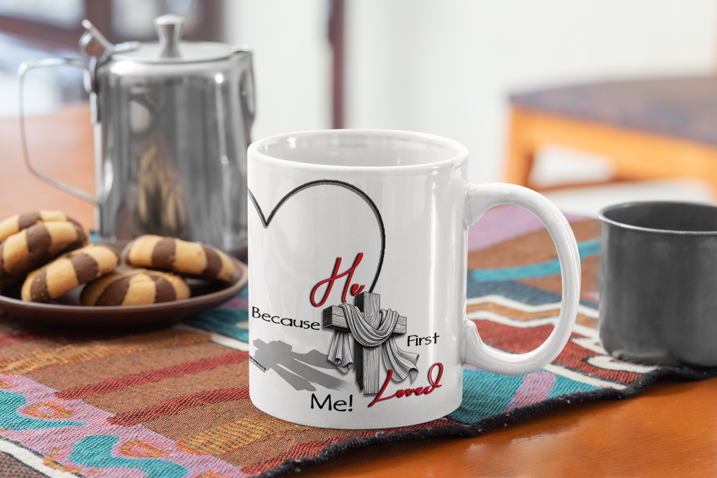 Christian Mug - He First Loved Cross Design