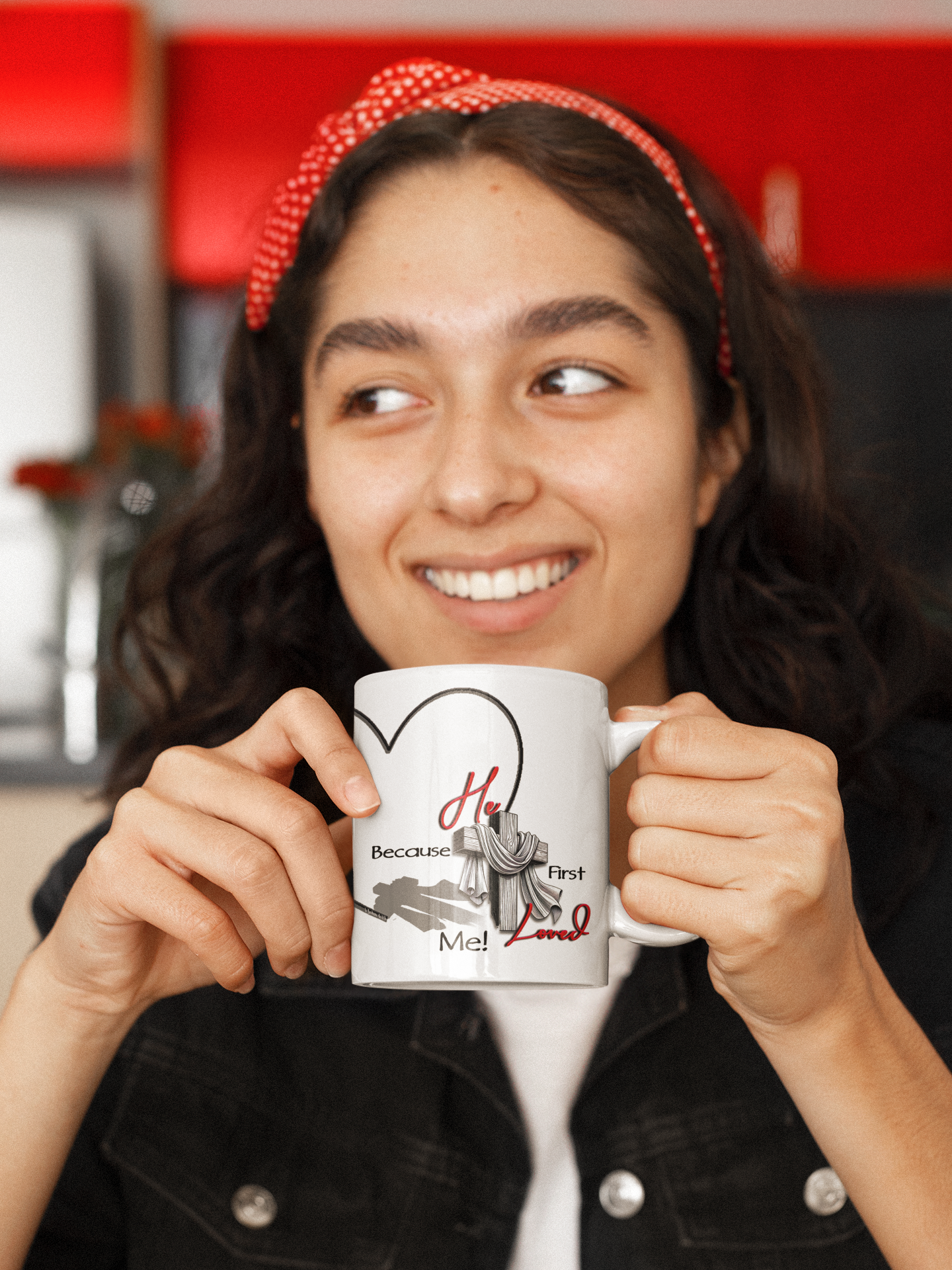 Christian Mug - He First Loved Cross Design