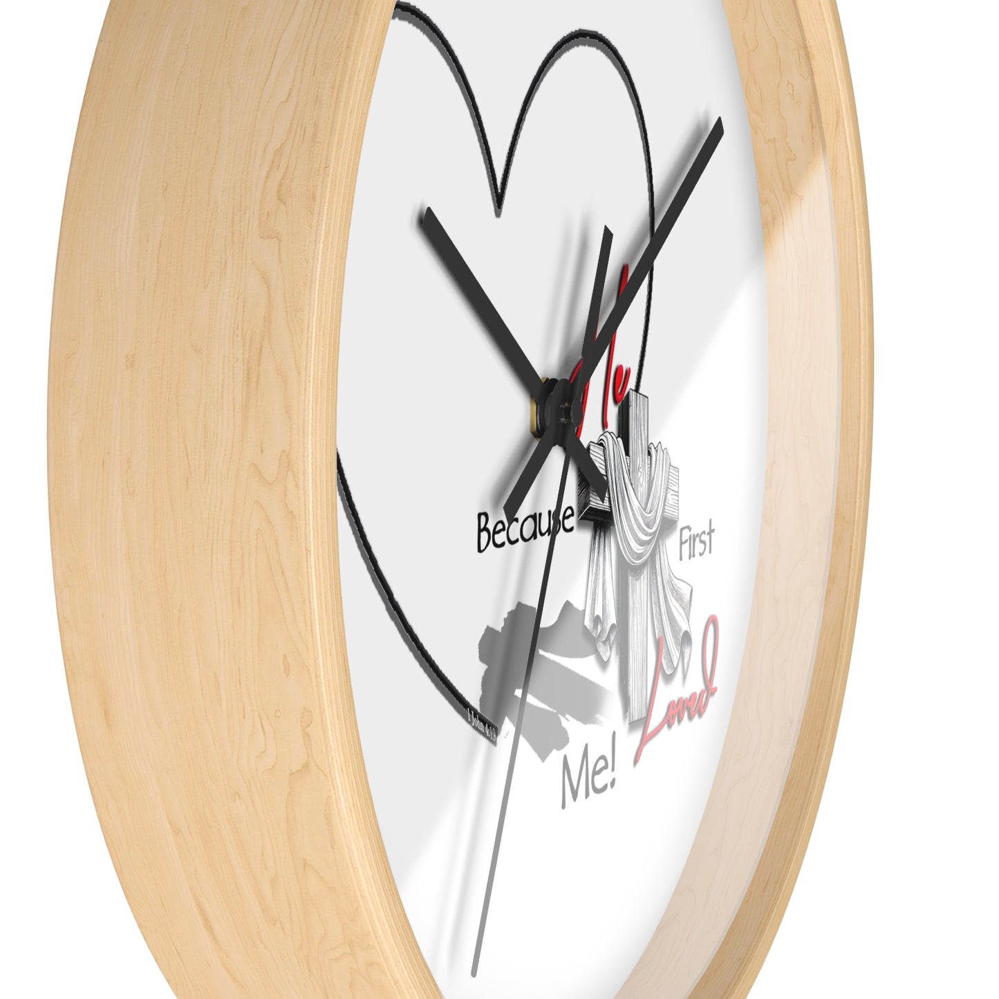 Inspirational Heart Wall Clock - 'He Loved Me First' Design