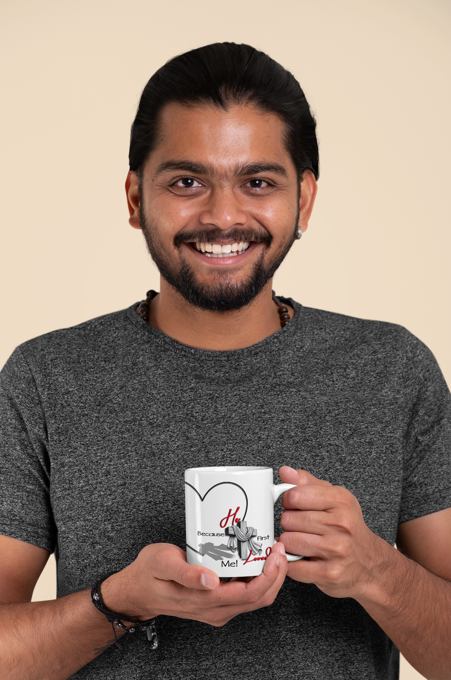 Christian Mug - He First Loved Cross Design