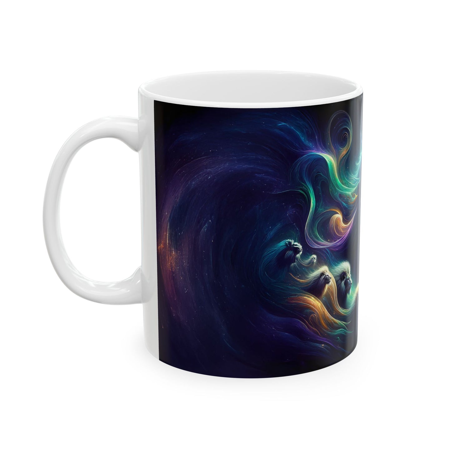 Majestic Lion Galaxy Mug - 11oz & 15oz Ceramic Coffee Cup for Animal Lovers | Cosmic Sovereignty: The Galactic Lion King