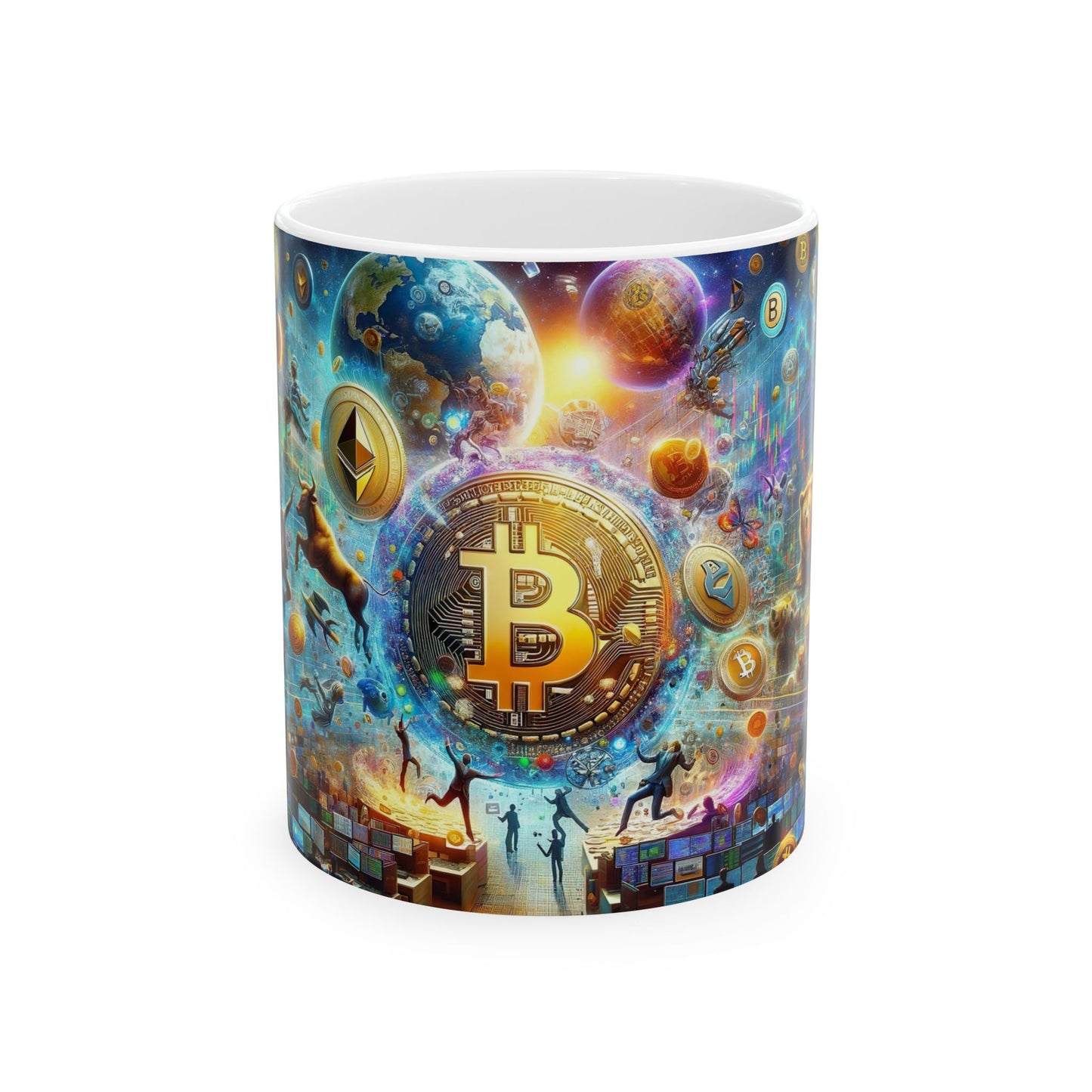 Coffee Mug - Cryptocurrency Universe: A Vision of Digital Economy | Cosmic Cryptocurrency Ceramic Mug - 11oz & 15oz