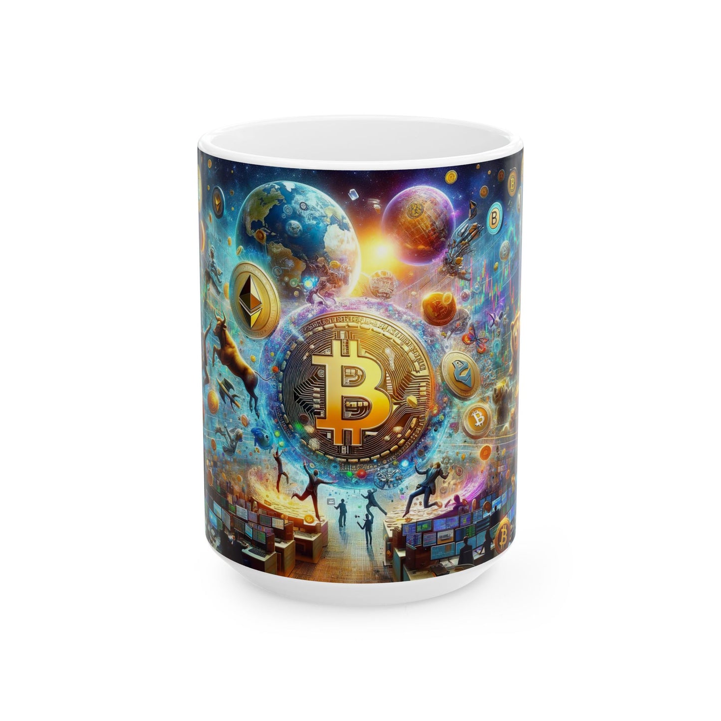 Coffee Mug - Cryptocurrency Universe: A Vision of Digital Economy | Cosmic Cryptocurrency Ceramic Mug - 11oz & 15oz