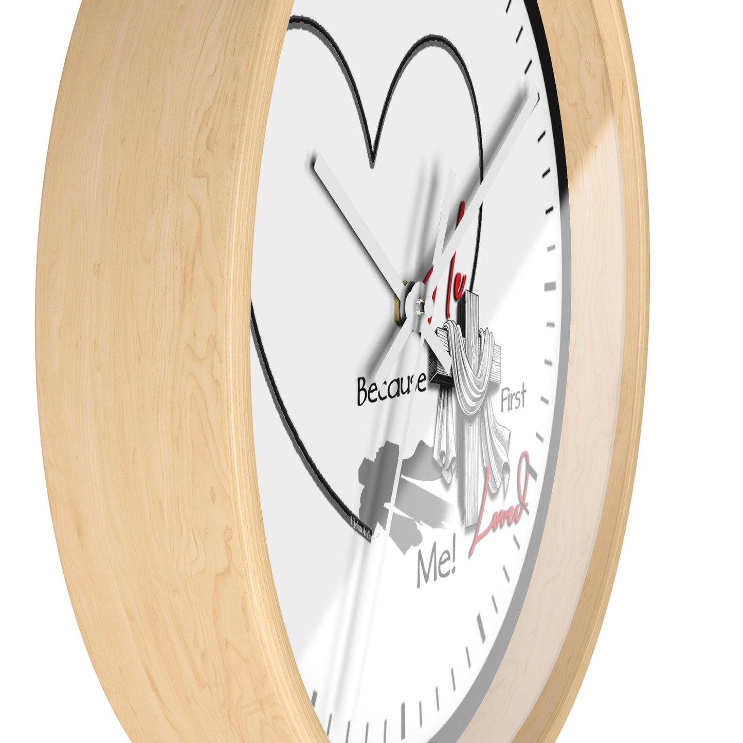 Inspirational Heart Wall Clock - 'He Loved Me First' Design | Time Notches
