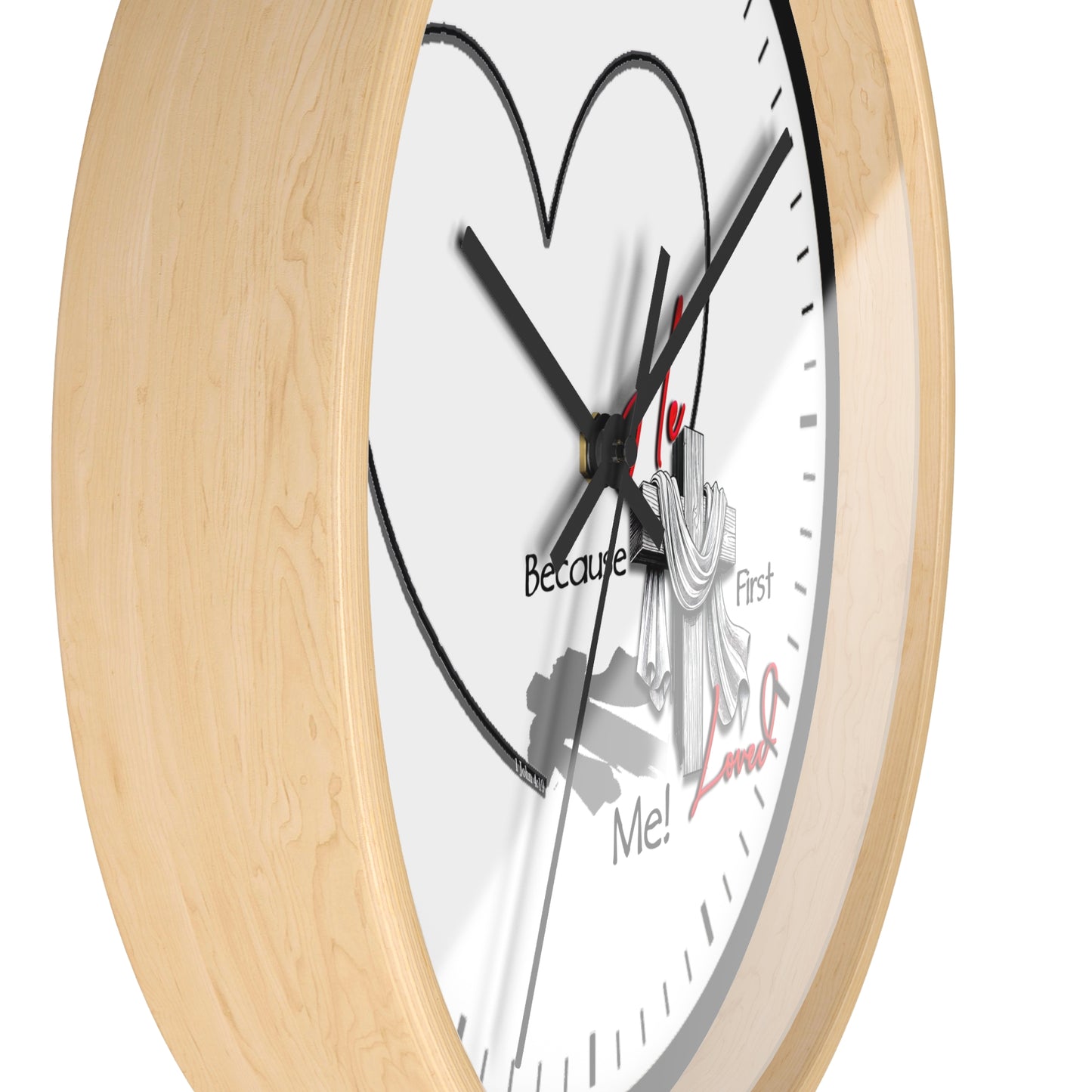 Inspirational Heart Wall Clock - 'He Loved Me First' Design | Time Notches