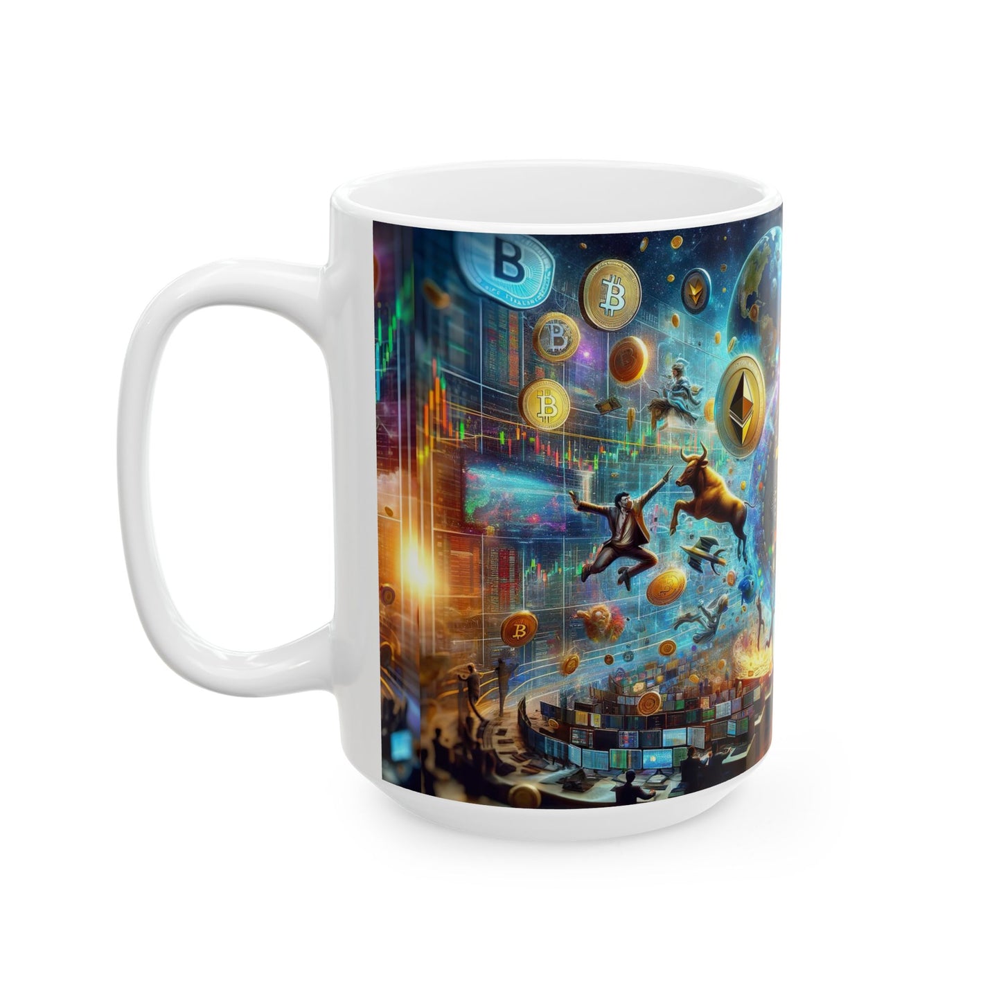 Coffee Mug - Cryptocurrency Universe: A Vision of Digital Economy | Cosmic Cryptocurrency Ceramic Mug - 11oz & 15oz