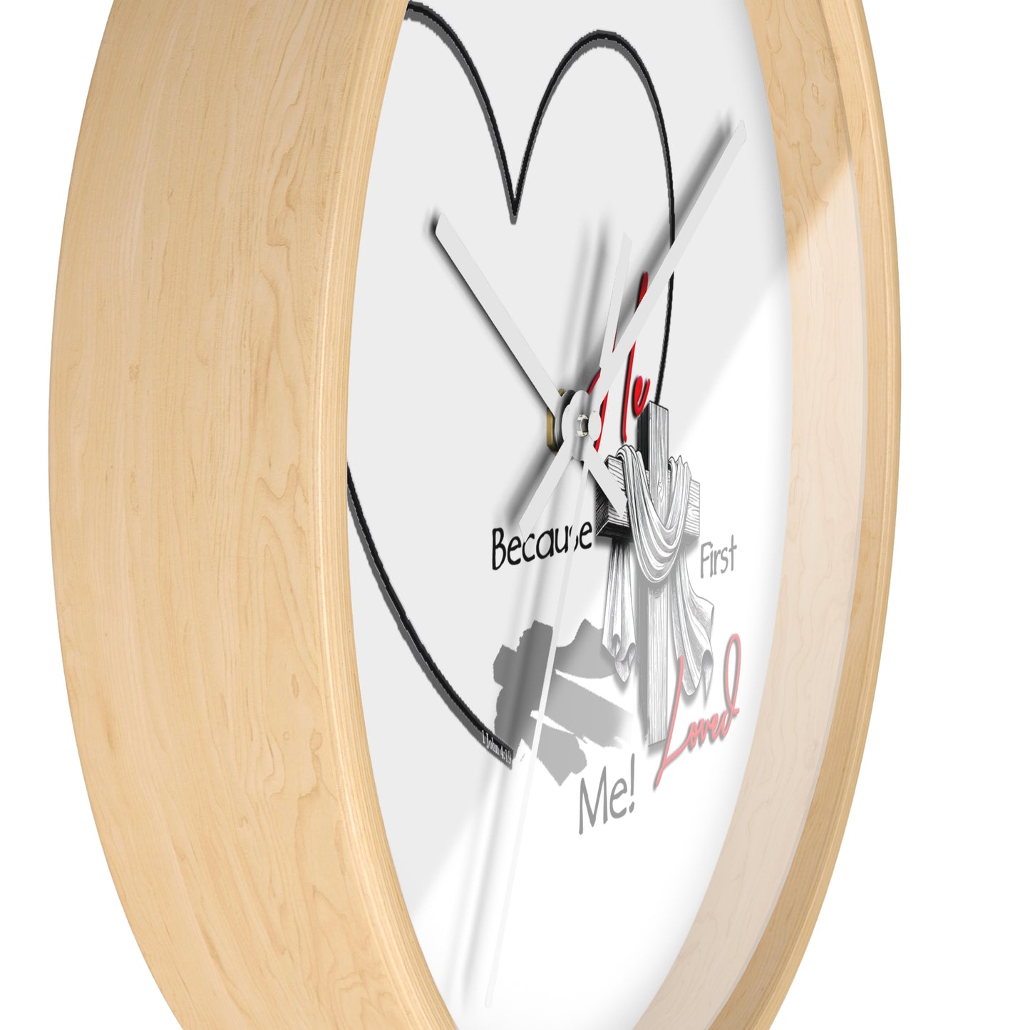 Inspirational Heart Wall Clock - 'He Loved Me First' Design