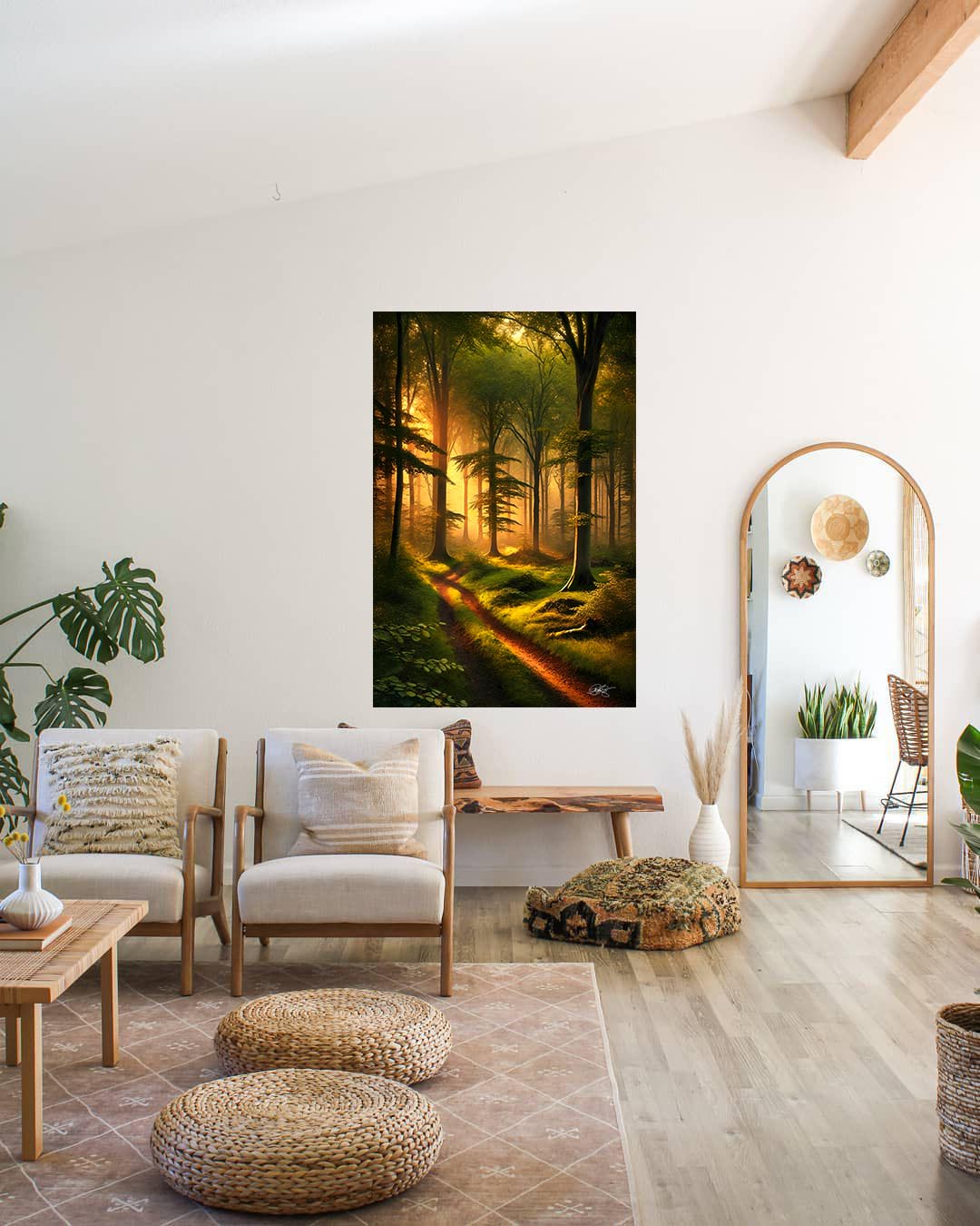 Serene Forest Matte Canvas Wall Art | Pathway to Serenity