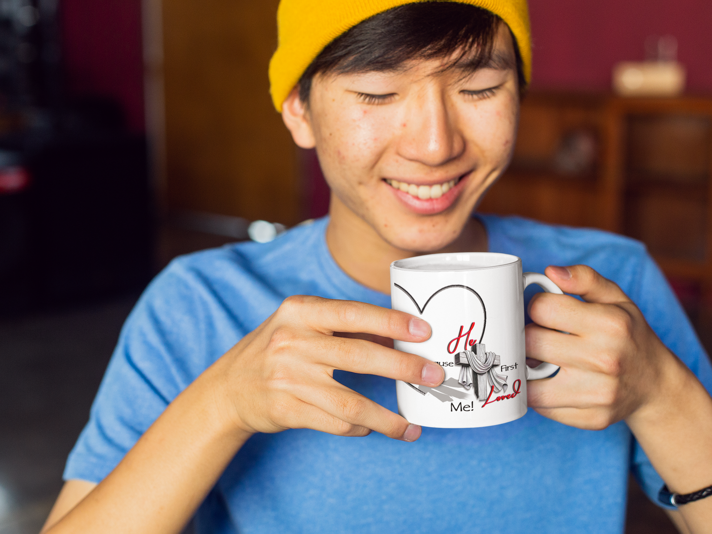 Christian Mug - He First Loved Cross Design