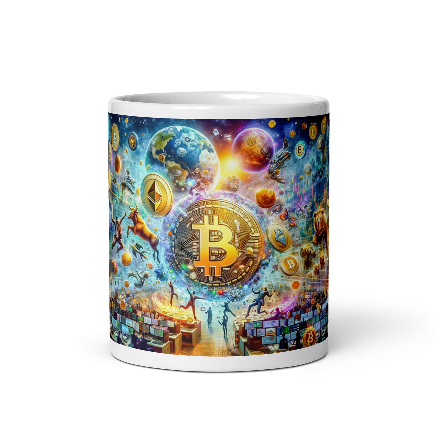 Coffee Mug - Cryptocurrency Universe: A Vision of Digital Economy | Cosmic Cryptocurrency Ceramic Mug - 11oz & 15oz