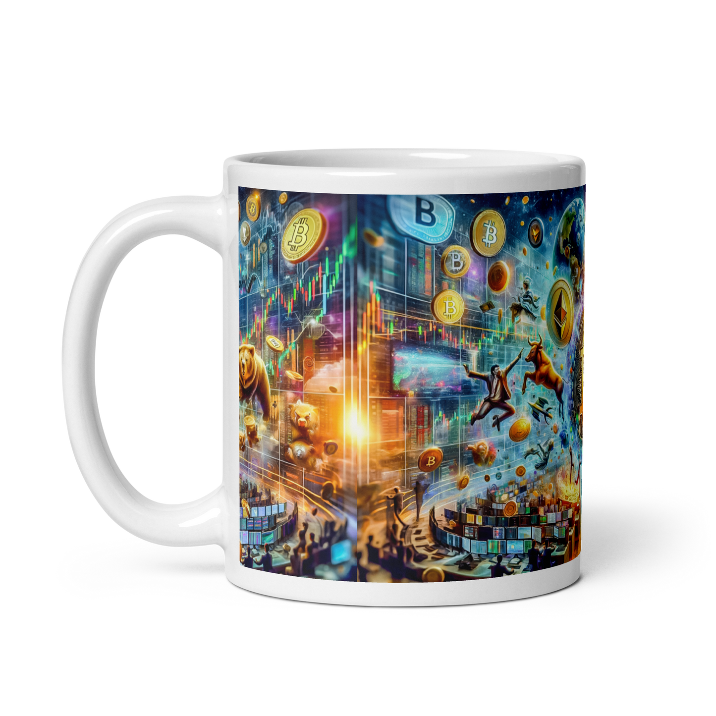 Coffee Mug - Cryptocurrency Universe: A Vision of Digital Economy | Cosmic Cryptocurrency Ceramic Mug - 11oz & 15oz
