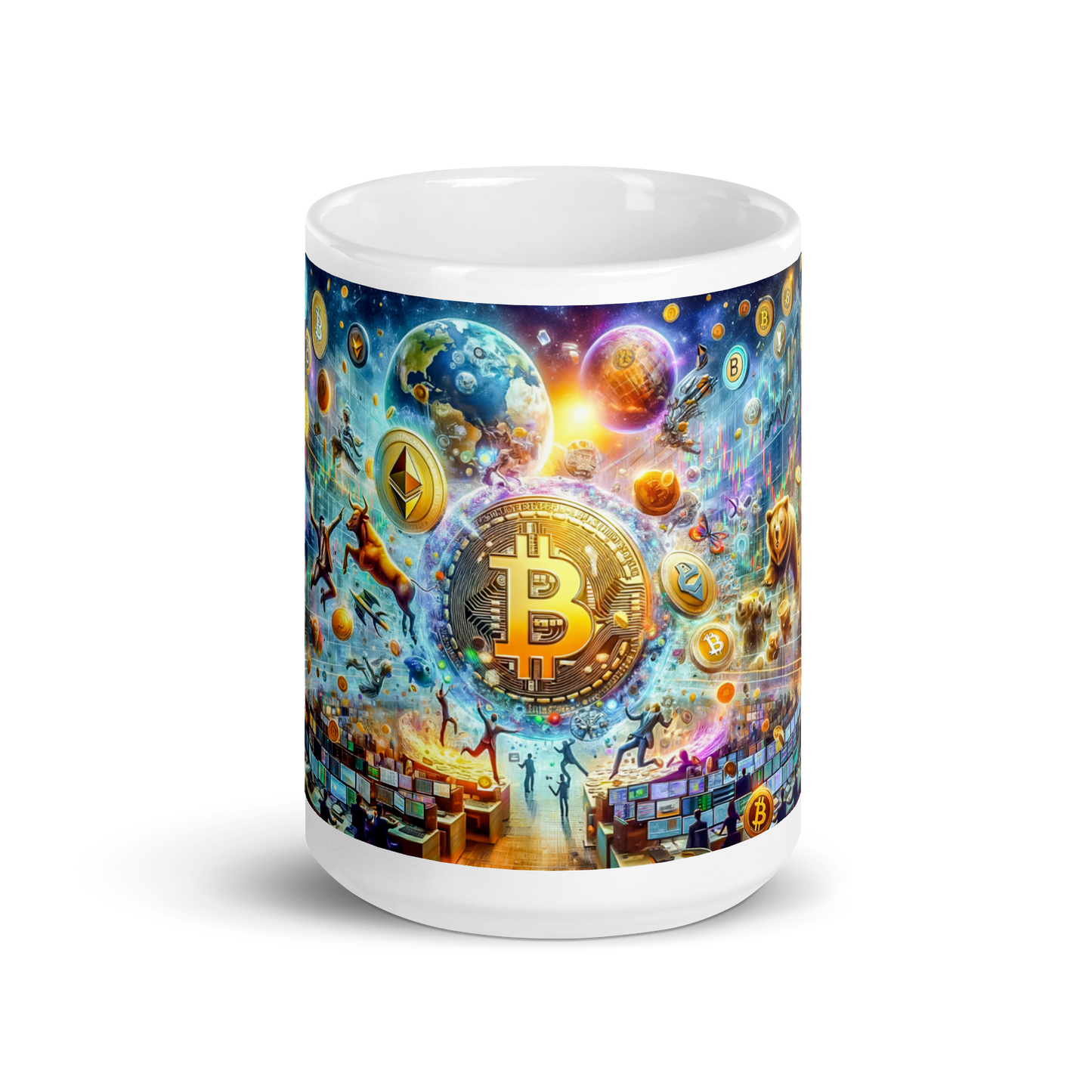 Coffee Mug - Cryptocurrency Universe: A Vision of Digital Economy | Cosmic Cryptocurrency Ceramic Mug - 11oz & 15oz