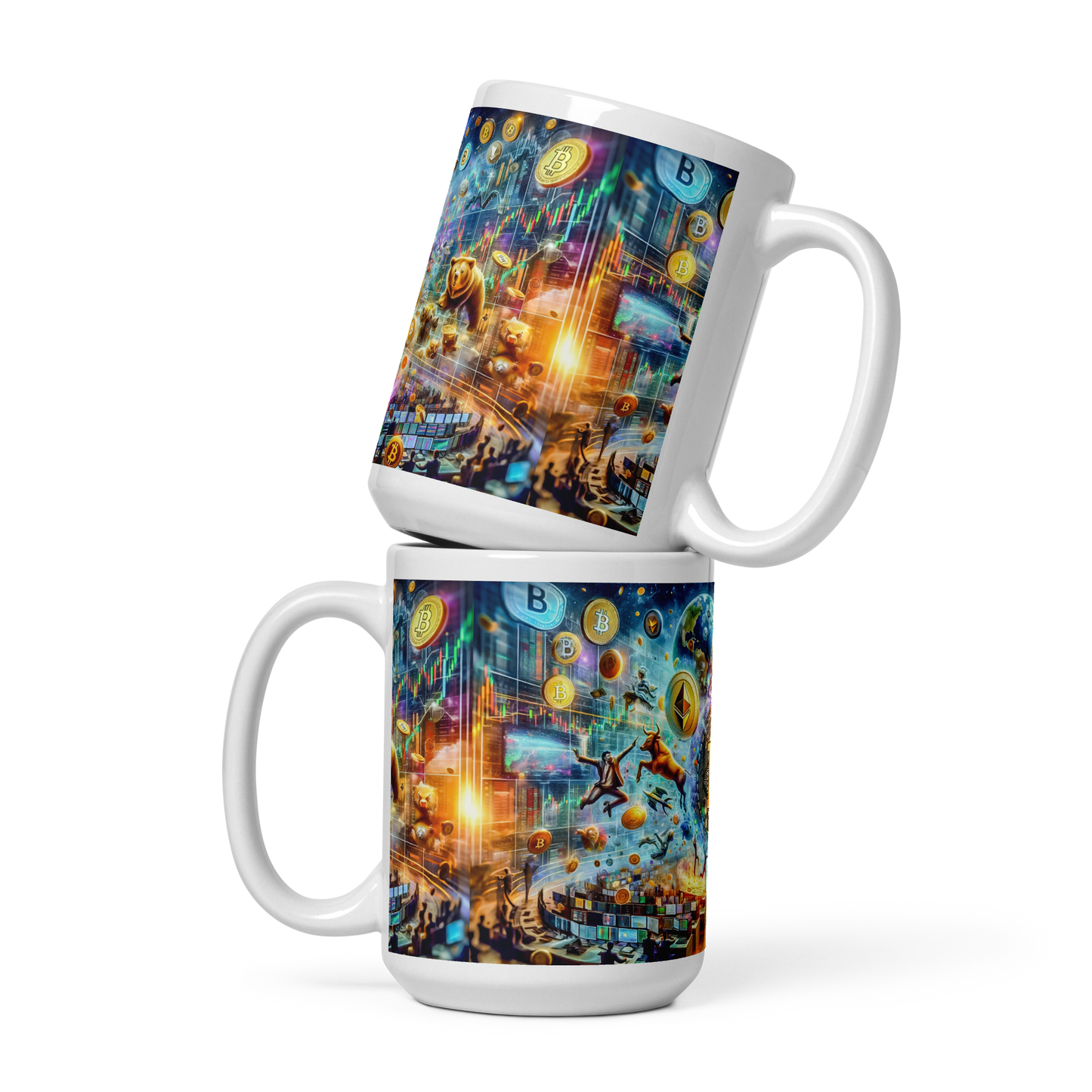 Coffee Mug - Cryptocurrency Universe: A Vision of Digital Economy | Cosmic Cryptocurrency Ceramic Mug - 11oz & 15oz