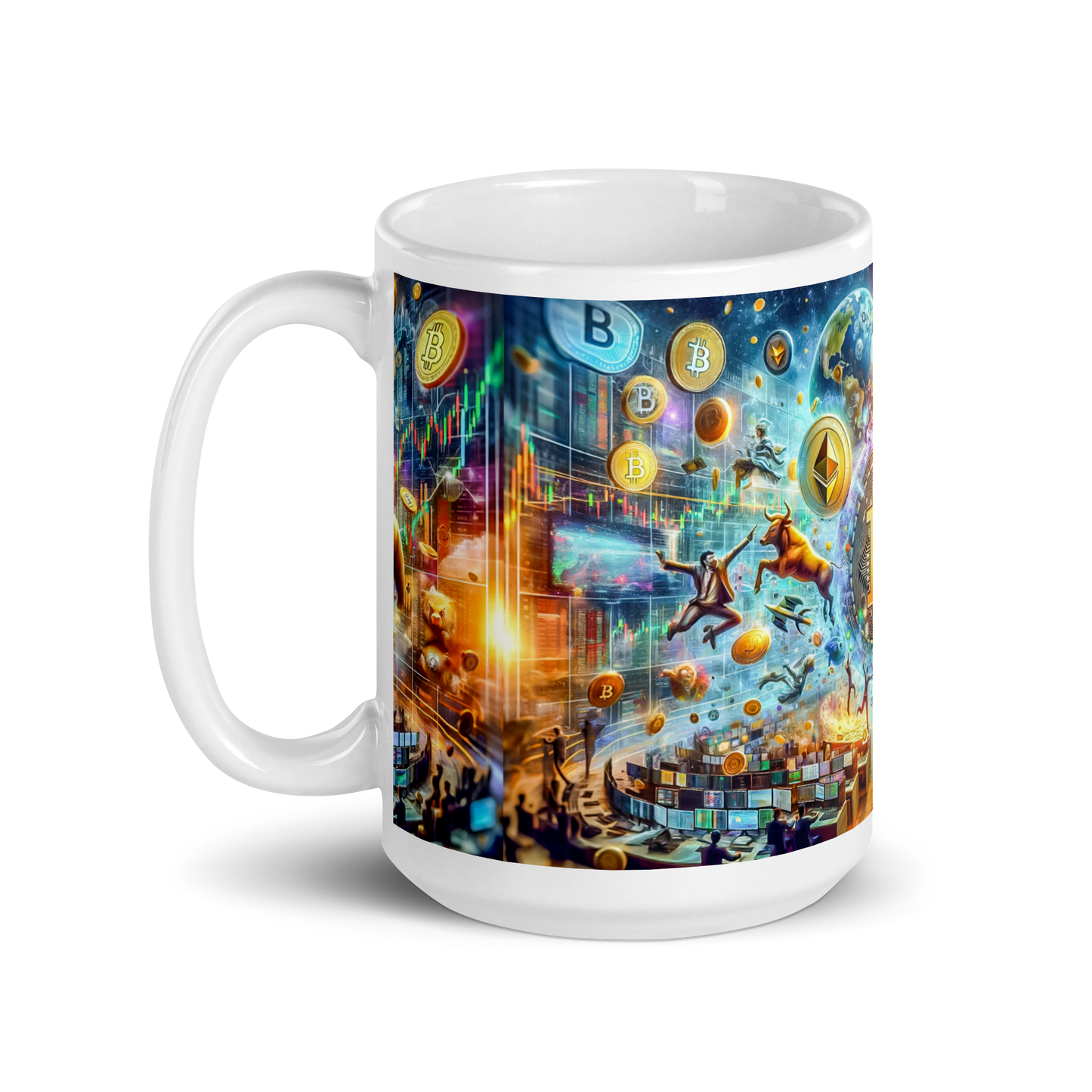 Coffee Mug - Cryptocurrency Universe: A Vision of Digital Economy | Cosmic Cryptocurrency Ceramic Mug - 11oz & 15oz