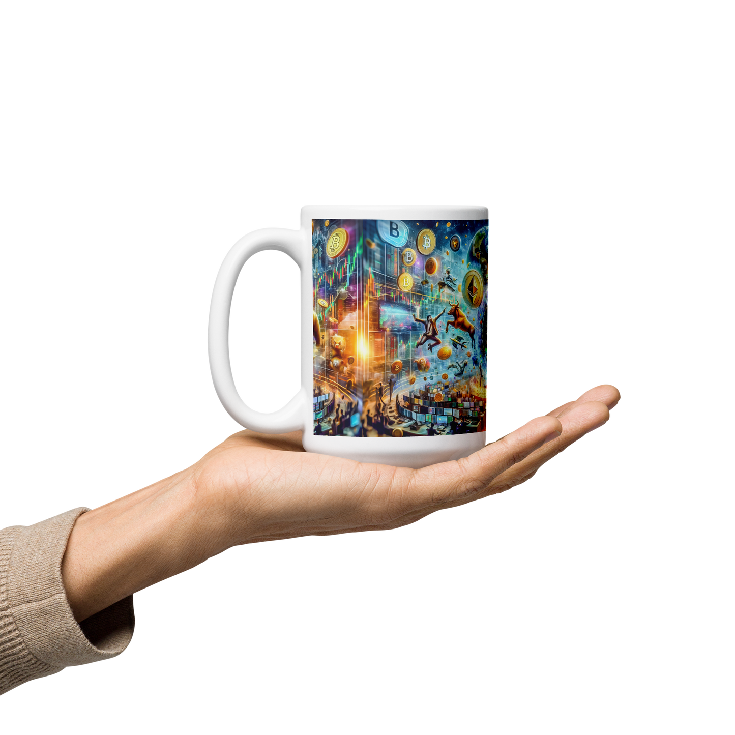 Coffee Mug - Cryptocurrency Universe: A Vision of Digital Economy | Cosmic Cryptocurrency Ceramic Mug - 11oz & 15oz