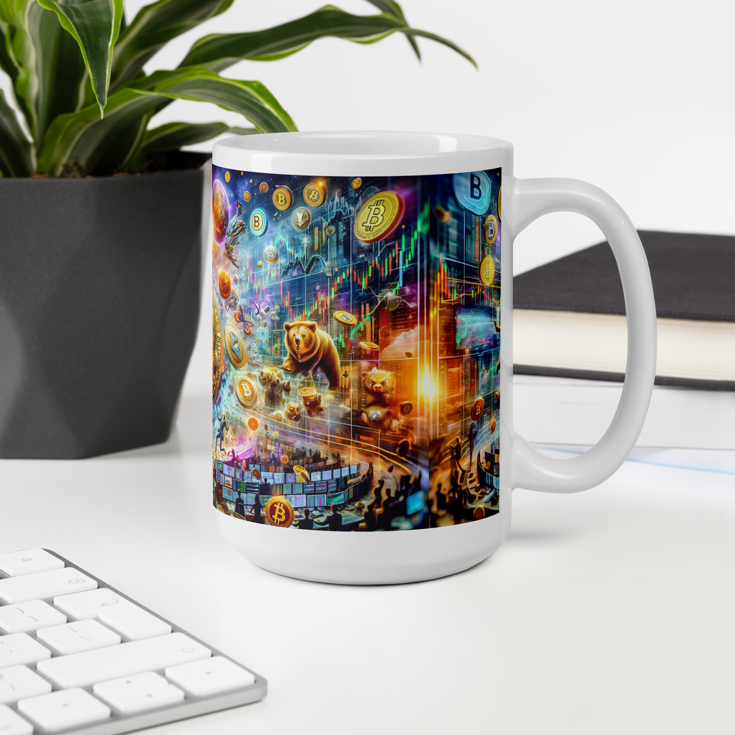 Coffee Mug - Cryptocurrency Universe: A Vision of Digital Economy | Cosmic Cryptocurrency Ceramic Mug - 11oz & 15oz
