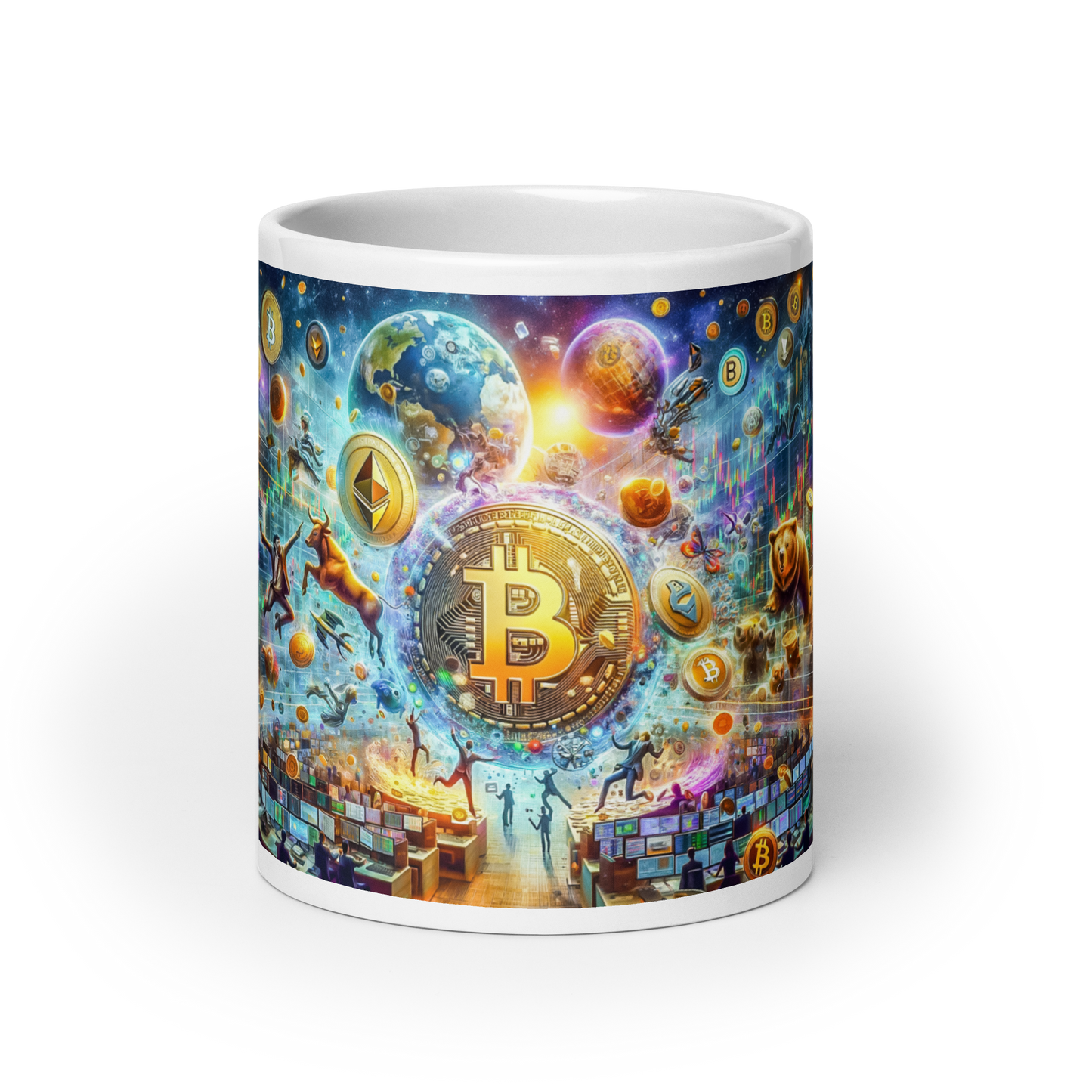 Coffee Mug - Cryptocurrency Universe: A Vision of Digital Economy | Cosmic Cryptocurrency Ceramic Mug - 11oz & 15oz